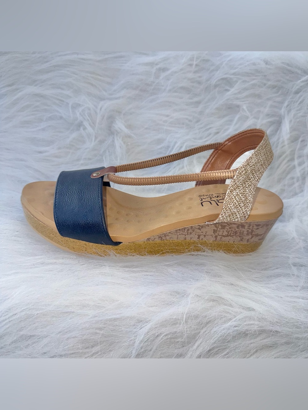 Malu Super Comfort Navy Wedge Sandals Made in Brazil – Women’s 7 NWOT